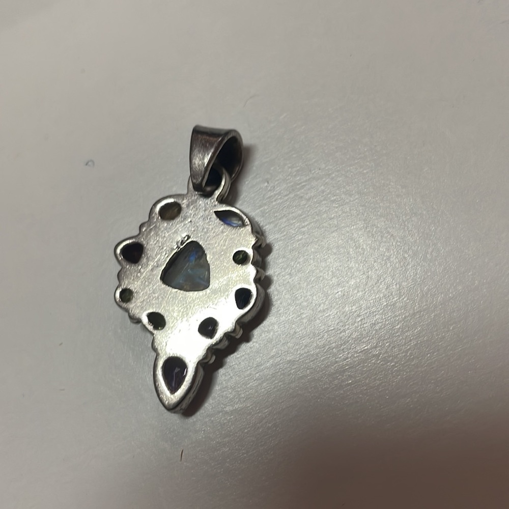 Large Sterling Silver Multi Stone, Multicolored P… - image 5